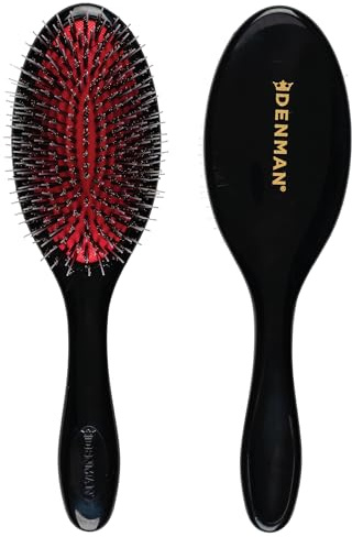 Denman Boar Bristle Hair Brush – Smoothing & Shine Enhancing for Slick Back Styles, Curl Defining & Detangling. D81M Hairbrush with Natural Bristles for all Hair Types for Women & Men