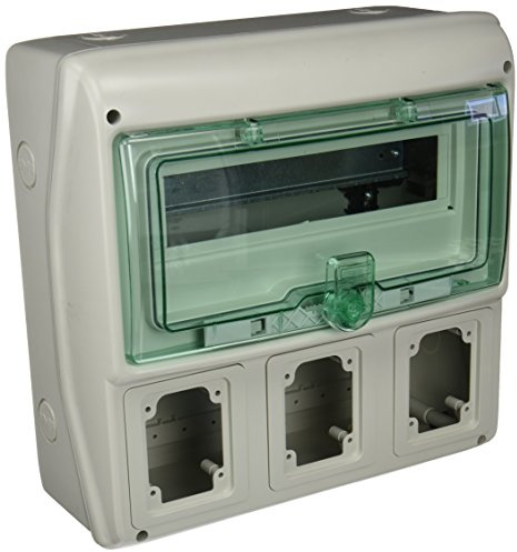 Schneider Electric Coffret Mureva 13 Modules 3 Ouvertures 340x335mm Gris Clair/Vert Transparent 63A Classe II
