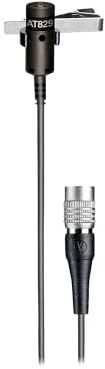 Audio-Technica AT829CW Cardioid Condenser Lavalier Microphone, Black, Wireless