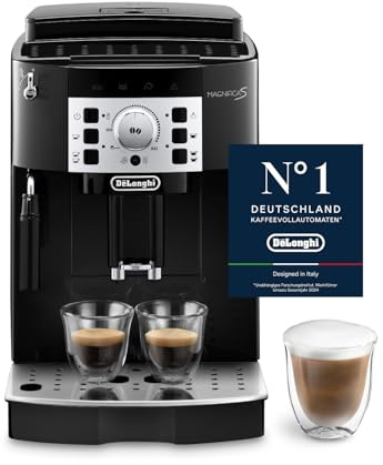 De'Longhi Magnifica S Automatic Bean-to-Cup Coffee Machine, Espresso and Cappuccino Maker, ECAM22.110.B, Black Silver, 3 Drinks