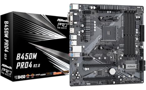 ASRock B450M Pro4 R2.0 Micro-ATX Motherboard AMD B450 Socket AM4