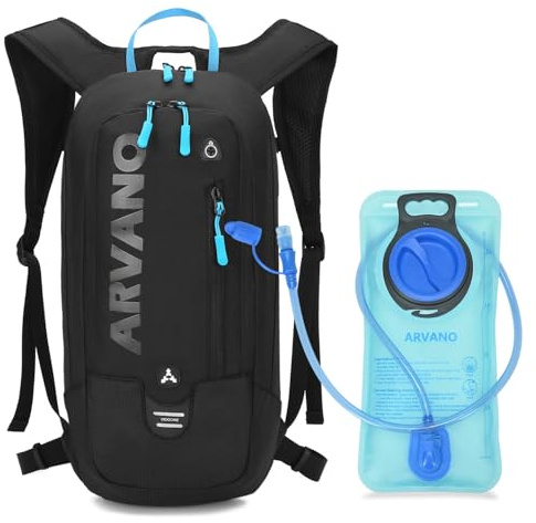 Arvano 6L Mini Mochila Bicicleta Montaña Impermeable, Mochila Hidratación MTB con 2L Bolsa de Agua para Ciclismo Bici Running Trail Esquí Mochila Ligero Deportes