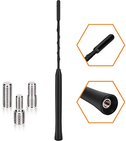 PAIRIER Antenne de voiture universelle de rechange de 23 cm avec filetage M4 / M5 / M6 avec forte fonction de réception FM/DAB