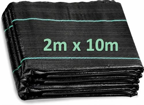 ANSIO Heavy Duty Weed Membrane 2m x 10m – Garden Weed Control Fabric, UV Stabilised Ground Cover, Breathable Landscape Fabric for Patios, Flower Beds, Driveways & Landscaping