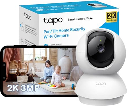 Tapo C210 2K 3MP Pan/Tilt Indoor Camera House Security Camera, WiFi Camera, No Monthly Fee, AI Detection, Dog Puppy Camera, Baby Camera Monitor, 360° View, Night Vision, Works with Alexa & Google