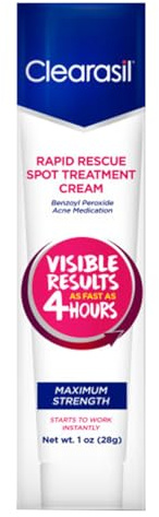 Clearasil Ultra Rapid Action Treatment Cream, 25ml - Opens Pores & Helps to Clear Spots Faster, Pore Cleaner, Skincare Solution, Clearer skin in 4 Hours