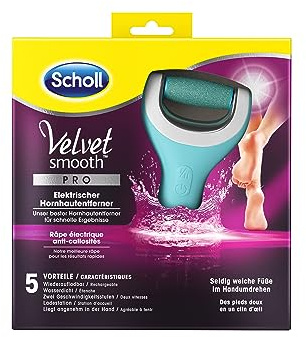 Scholl Velvet Smooth Appareil anti-callosités électrique Pro – Pour éliminer les callosités sur les pieds mouillés et secs – Rechargeable – 1 appareil + station de charge
