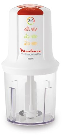 Moulinex Multi Moulinette AT710110 Mini Tritatutto 3 in 1 Rosso, Bianco 500W 0.5L