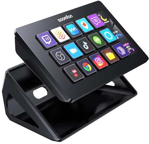 SOOMFON Stream Control Deck Studio Stream Controller with 15 Macro Keys & Dashboard, Customized LCD Buttons to Trigger Actions in OBS, Twitch, YouTube, Perfect for Live Streaming Video Editing