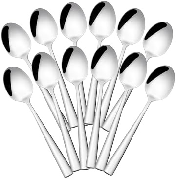 Otto Koning - Leipzig –Stainless Steel Teaspoons, Tea Spoons with Mirror Polished Finish, Coffee Spoons with Modern and Elegant Design. (12 Pieces)