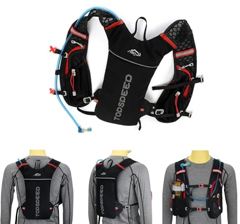 Mochila Hidratación Ligera Impermeable para Correr Running Ciclismo Equitación Excursionismo Alpinismo Negro(Sólo Mochila)