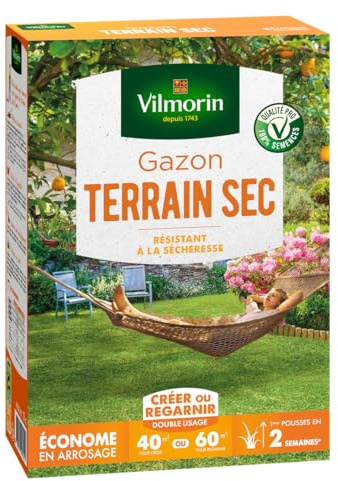 Vilmorin 4460514 Gazon Terrain Sec, Vert, 1 kg