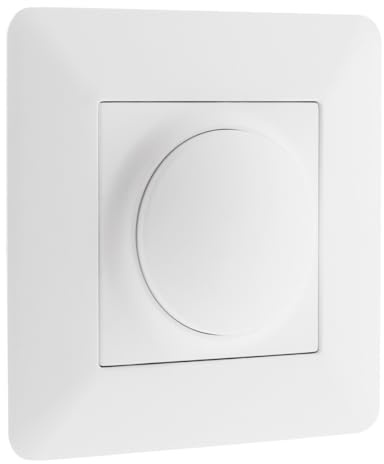 Zenitech - Variateur Rotatif Compatible LED - Installation encastrée, Moteur Compact, Réglage Millimétrique - Support Clipsable - Plaque 86 x 86 mm - Blanc