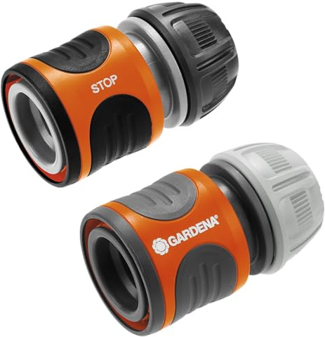 Gardena raccords rapide aquastop 13 mm (1/2 pouce) et 15 mm (5/8 pouce): pour début et fin de tuyau, raccord compatible avec toutes les pièces OGS, anti-UV, antigel (18279-20)