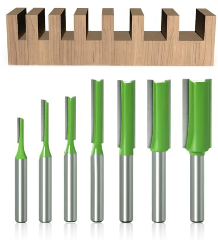 kajkey® 7Pcs Fraise droite à queue de 6 mm, Fraise Droite Defonceuse, pour Bois Carbure de TungstèNe Outil de Travail Du Bois, Routeur Droite à Simple Duble Flûte à Bois,3mm 4mm 5mm 6mm 8mm 10mm 12mm…