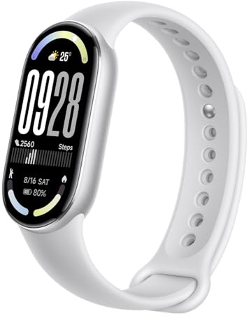 XIAOMI Smart Band 10 Fitness Tracker, 44mm AMOLED Display, 21Day Battery Life, 150 Sports Modes,Sleep Monitoring, 5ATM Waterproof, Compatible With Android and IOS – Glacier Silver