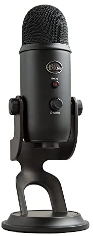 Logitech for Creators Blue Yeti USB Microphone for Recording, Streaming, Gaming, Podcasting on PC and Mac, Condenser Mic for Laptop or Computer with Blue VO!CE Effects, Adjustable Stand - Black