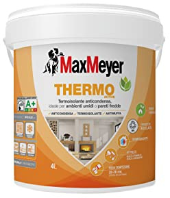 MAXMEYER Pittura per interni termica, antimuffa, anticondensa, A+ e priva di formaldeide, Thermo A+ Active BIANCO 4 L