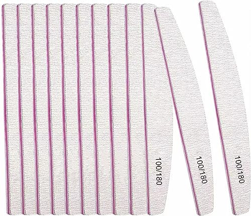 12PCS Professional Nail Files Double Sided Emery Board 100/180 Grit Washable Nail Files, Fingernail Buffering Files Manicure Tools Nail Styling Tools Pet Grooming Tools