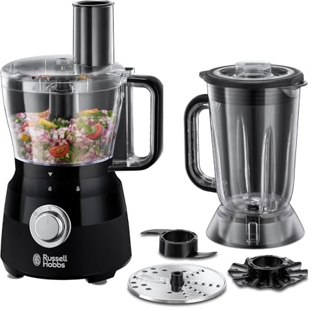 Russell Hobbs Desire Matte Black Electric Food Processor, 1.5L Bowl + 1.5L Jug, 600W