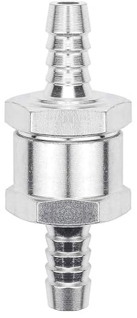 Tiardey Clapet anti-retour unidirectionnel de Non-retour de Carburant 8 mm 1/4 Pouce en Alliage D'aluminium Chrome pour Essence Diesel Eau Marine