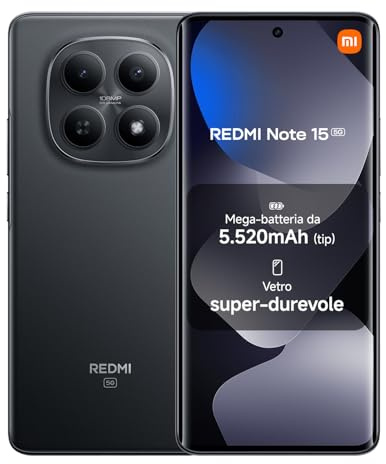 Xiaomi REDMI Note 15 5G, Smartphone 6+128Go, Design Ultra Fin, Résistance à l'eau IP65, Appareil Photo Ultra-Net 108 Mpx, Écran FHD+ 6,77", Noir, Garantie 2 Ans, Chargeur Non Inclus