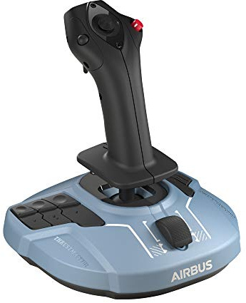 Thrustmaster TCA Sidestick Airbus Edition - Ergonomic Flight Stick with 12 Remappable Buttons and Thrust Reverser for PC - Black & Blue
