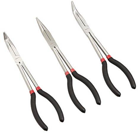 Amazon Basics Lot de 3 Pinces à Bec Effilé Longue Noires