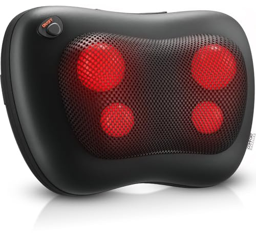 Comfort Supplies Back Massager, Neck Massage, Shiatsu Pillow with Heat, Deep Tissue Kneading Massager for Neck, Back, Shoulder, Legs, Electric, Muscle Pain Relax, Gifts for Women Men Mum Dad Him Her
