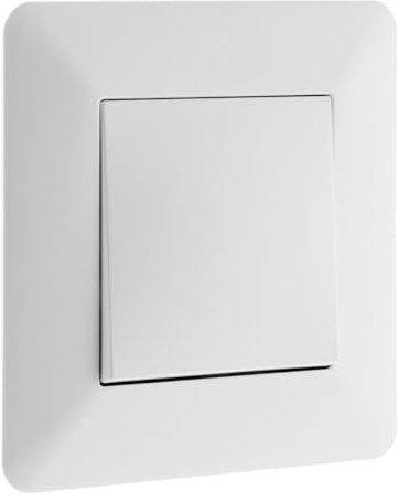 Zenitech - Interrupteur Va-et-Vient Encastré 10A 2300W - Design Moderne, Façade Réglable - Compatible Boîte d'Encastrement - Support Clipsable - Moteur Compact - Blanc - 85 x 85 x 30 mm