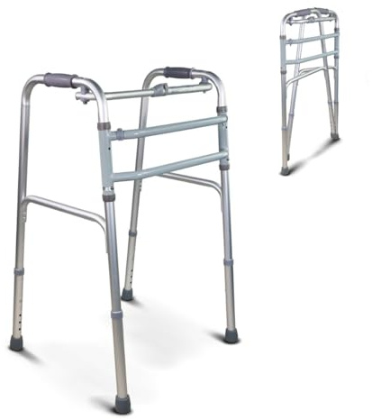 Mobiclinic®, Déambulateur Pliable, Réglable en Hauteur, Mezquita, Cadre de Marche Étroit, sans Roues, Embouts Antidérapants, Léger, Aluminium