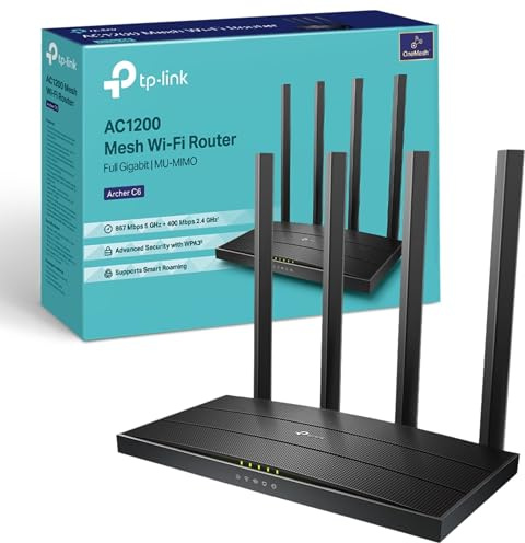 TP-Link Archer C6 Router WiFi AC1200Mbps, WiFi Router,Gigabit Ethernet Ports, VPN Router Server, Easy Setup, Internet Booster Routers, WiFi Booster, WPA3, Gaming Xbox PS4 Steam, Easy Setup,EasyMesh