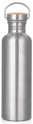 Gourde en Acier Inoxydable 1L, Gourde Sport, Bouteille d'eau en métal résistante aux fuites sans BPA pour Sport, Gym, Voyage, Camping