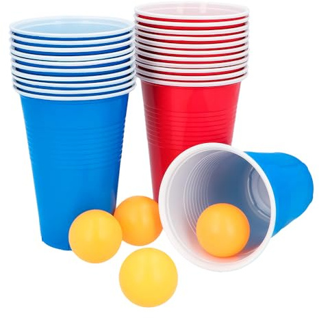 Boland - 30852 - Set Bierpong, 22 gobelets et 4 balles, Jeu de fête, Anniversaire, Jeu pour Faire la fête