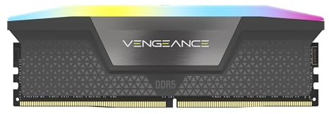 CORSAIR VENGEANCE RGB DDR5 RAM 16GB (1x16GB) Fino a 6000MHz CL36-44-44-96 1.35V AMD EXPO Intel XMP 3.0 Memoria per Computer – Grigio (CMH16GX5M1E6000Z36)