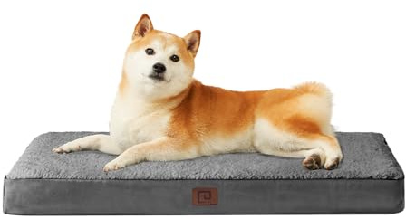 EHEYCIGA Cuccia Cane Interno Taglia Grande L, (91L x 69W cm) Ortopedica Cuscino per Cani, Cuscino Cane Sfoderabile e Lavabile, Ortopedico Lettino per Cani, Orthopedic Dog Bed, Grigio