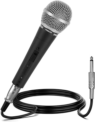 Pyle Microphone - Professional Dynamic Vocal Microphones, with ON/OFF Switch, Dynamic Cardioid, Handheld Mic for Singing, w/ 4.5 m – XLR Audio Cable, Compatible for Karaoke-Speaker-Speech-Amp-Mixer