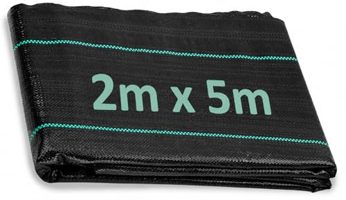 ANSIO Heavy Duty Weed Membrane 2M x 5M – Garden Weed Control Fabric, UV Stabilised Ground Cover, Breathable Landscape Fabric for Patios, Flower Beds, Driveways & Landscaping