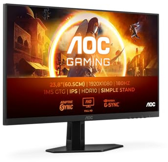 AOC 24G4XE 23.8" Full HD 1920x1080 IPS 180Hz 1ms Gaming Monitor - Black, Grey