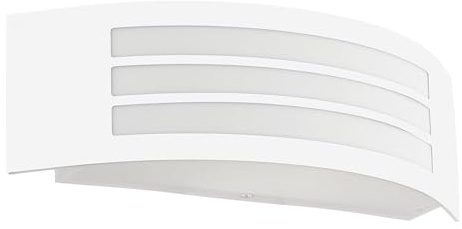 Eglo Leiros - Lampada da parete per esterni, design rettangolare, in metallo, colore bianco, attacco E27, IP44