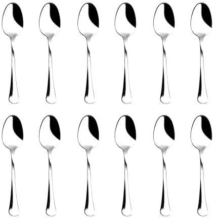 zanetti Lot de 12 cuillères à café en acier inoxydable 18/C, modèle Boston, acier poli et résistant, lot de 12 pièces, fabriqué en Italie, 590609
