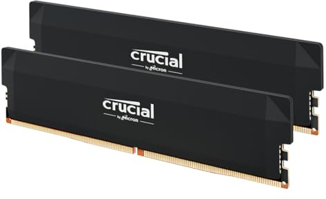 Crucial Pro RAM DDR5 64GB Kit (2x32GB) 6000MHz CL40, Overclocking Gaming, Intel XMP 3.0 / AMD EXPO, Memoria PC, Nero - CP2K32G60C40U5B