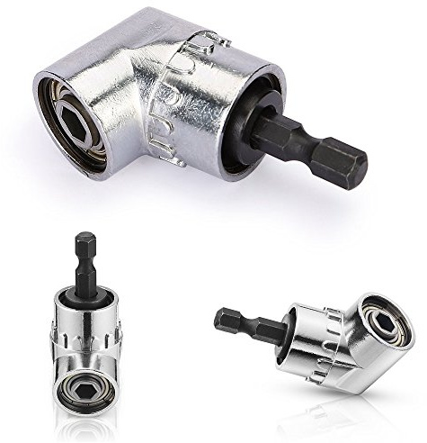 Right Angle Drill, Vakki 105 Degree Right Angle Driver Angle Extension Power Screwdriver Drill Attachment 1/4inch Hex Bit Socket Screwdriver Holder Adaptor for Tight Corner Workspace