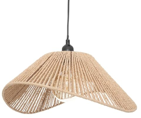 Atmosphera - Suspension Luminaire Myha Beige D45 cm - Ampoule Non Incluse E27 40W - Papier Tressé, Hauteur Réglable - Pour Salon, Chambre, Cuisine, Bureau