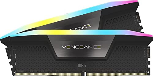 CORSAIR VENGEANCE RGB DDR5 RAM 32GB (2x16GB) Fino a 6000MHz CL36 Intel XMP Compatibile con schede madre Intel, iCUE Memoria per Computer - Nero (CMH32GX5M2E6000C36)