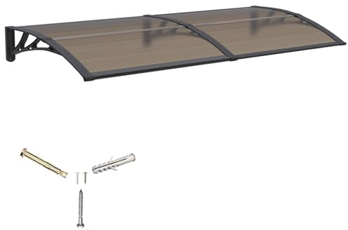 Front Door Canopy Outdoor Awning 150x80cm,Window, Patio or Porch Rain Shelter with ABS Bracket,Polycarbonate Sheet, UV,Snow Protection