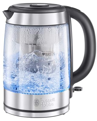 Russell Hobbs BRITA Filter Purity Glass 1.5L Electric Cordless Kettle for Cleaner, Clearer Water (Free BRITA MAXTRA PRO Limescale Expert Filter Included, Fast Boil 3KW, Perfect Pour spout) 20760-10