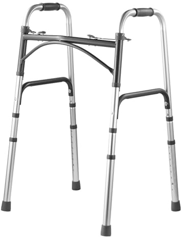 VEVOR Déambulateur pliable, capacité de charge 158 kg, cadre de marche aide à mobilité en aluminium léger, hauteur réglable 8 niveaux 820-1000 mm, poignées durables, pour personnes âgées, handicapées