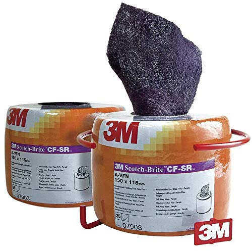3M Scotch-Brite CF-SR Rouleau de tampons abrasifs non-tissé, violet, grain très fin, 115x150mm
