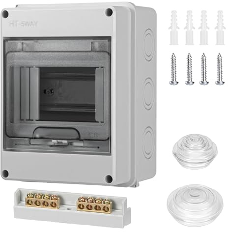 MumdoYAL coffret Electrique Etanche，IP65 avec 1 rangée de 5 modules，tableau electrique，boitier etanche electrique exterieur，pour les jardins ou les espaces extérieurs, les bornes de recharge